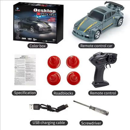 KF20 1:64 RC Drift Car 2.4G High-Speed Racing Car Four-Wheel Mini Desktop Remote Control Car Electric Toy Electric Toy Kids