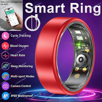 R10 Smart Ring with Charging Case for Men Women, Health and Sleep Monitor, 5ATM Waterproof, Multi-sport Mode,Camera Control Ring