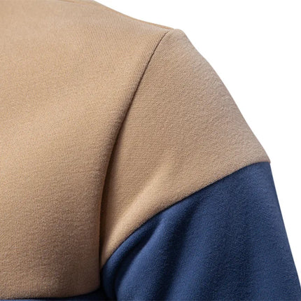 2025 New Arrival Long-Sleeve Polo-Collar Sweatshirt for Men, High-Quality Patchwork Casual Top