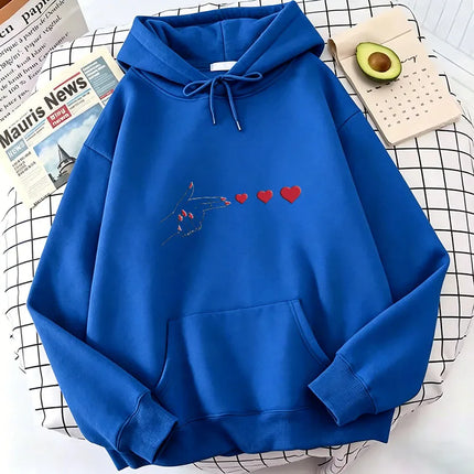Harajuku Hand with Love Print Hoodies Spring Autumn Winter Casual Hoodies Sweatshirts Men Women Long Sleeve Clothes
