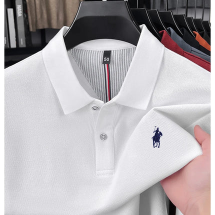 100% pure cotton luxury men's long-sleeve polo shirt designer brand Paul pony embroidery soft comfort spring autumn casual T-shirt