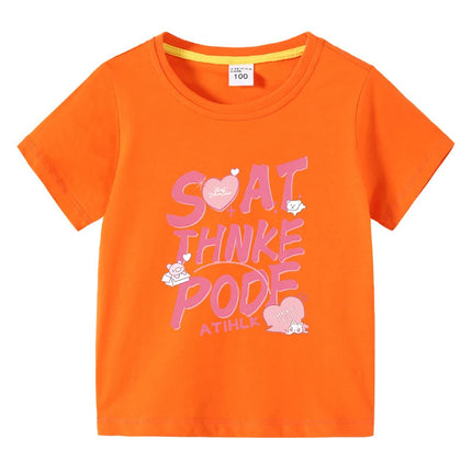 Summer Kids Girl T-Shirt Fashion Letter Print Short Sleeve Casual Tops Sweet Cool Style Teen Girls Clothing