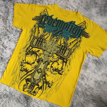 American 2000s Street Affliction New Men Tops Gothic Retro Printed Oversize T-shirt couple Hip Hop Harajuku Punk Short Sleeves