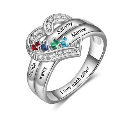 Personalized 1-8 Birthstone Rings Family Mothers Cubic Zirconia Ring Custom Engraved Name Rings Jewelry for Women Grandma Couple