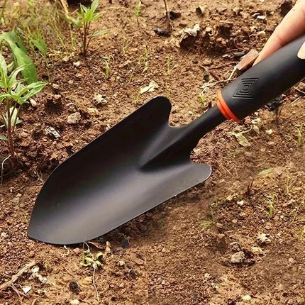 Ergonomic Metal Garden Trowel with Black Handle And Orange Trim - Ideal for Planting Flowers And Vegetables