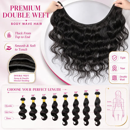 16A Body Wave Human Hair Bundles 30 40Inch Unprocessed Brazilian 1/3/4 Bundles Human Hair Raw Hair Bundles Weave Extensions