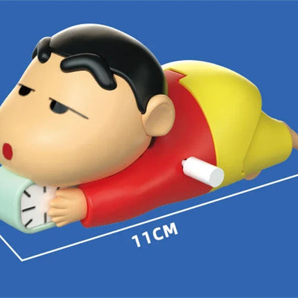 Crayon Shin-chan Clockwork Model Toy Don't Want To Get Up Anime Figure Model Toy Propel Alarm Clock Dynamic Crawl Toys Fun Gift