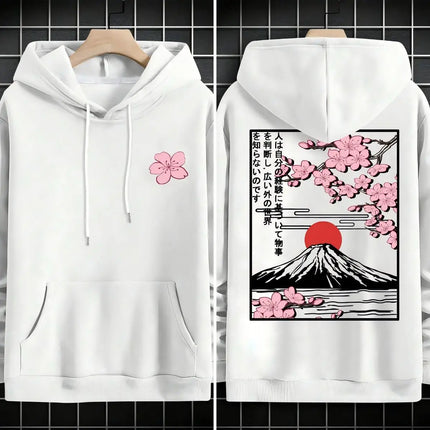 Plum blossoms that can withstand severe cold Print  Mans Retro Loose Hoodie  Fleece Warm Fashion Hoody Unisex Basics Clothing