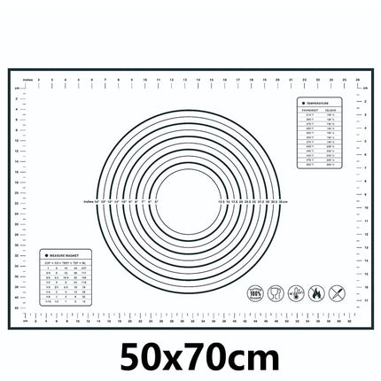 8 Size Silicone Baking Mat Reusable Nonstick Baking Sheet Thick Dough Rolling Mat with Measurements and Edge Heightening JT606