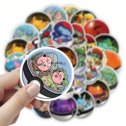 50PCS Anime Pokémon Poke Ball Stickers Cool Graffiti Decals DIY Decoration For Phone Laptop Stationery PVC Waterproof Toys Gift