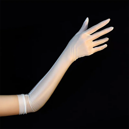 51cm Women Sexy Solid Oil Elasticity Tight Long Gloves Thin Transparent Dance Party Cosplay Stage Performance Accessories