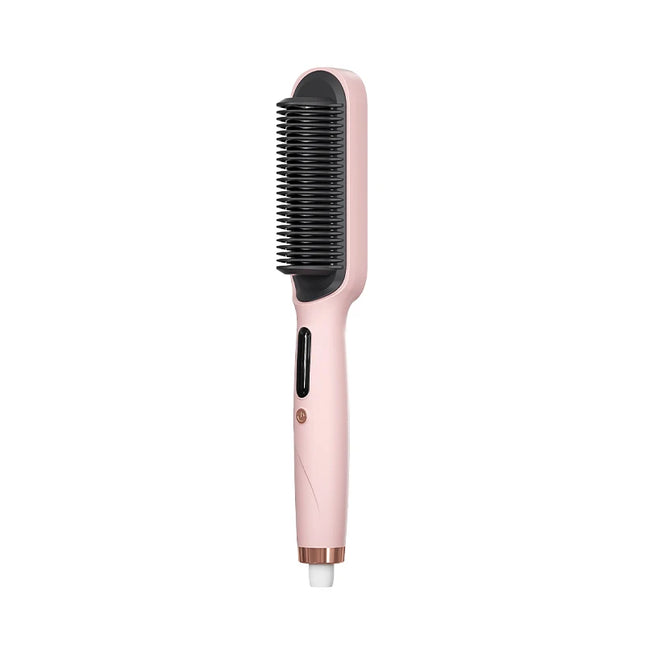 Negative Ion Hair Straightener Brush 2 in 1 Straighten and Curl Anti Frizz 3 Temperature Settings for All Hair Types