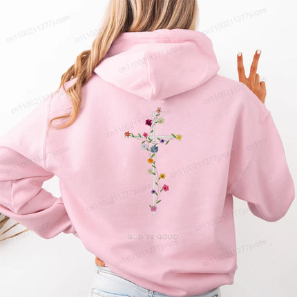 Autumn Casual Women's Hoodie Sweatshirts Christian Warm Clothes Jesus Hoodie with Words on Back Fashion Street Female Pullovers