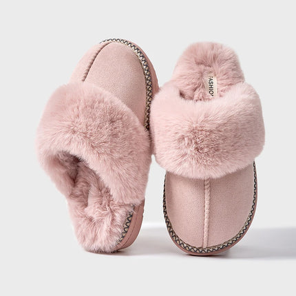Evshine Fashion Fur Collar Fluffy Slippers Indoor Outdoor Winter Slippers Soft Plush House Shoes Women Leopard Fuzzy Slippers