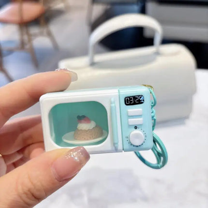 LED Appliance Charm Simulation Microwave Keychain  - Cute Mini Light-Up Kitchen Toy Funny Gift for Food Lovers