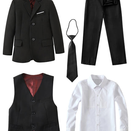 Boys Suits Colorful Formal Suits 5 Piece Slim Fit Dresswear Suit Set School Uniforms