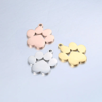 20pcs/lot Pet Dog Paw DIY Charms Wholesale Mirror Polish Stainless Steel Pendant Connectors Charm For Jewelry Making