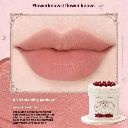 Flower Knows Strawberry Cupid Cake Lip Mud Mist Matte Velvet Lip Cream Lip Makeup 5ml