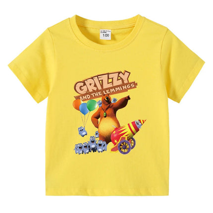 Children's Clothing Grizzy And The Lemmings Graphic Short Sleeve T-Shirt 3-10Years Boys O-Neck Tee 2025 New Fashion Clothing