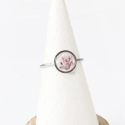 Wency Stainless Steel Dried Flower Round Rings For Women Eternal Flower Open Finger Ring Jewelry Wedding Band Gift Wholesale New