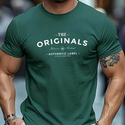 100% pure cotton men's loose T-shirt breathable casual fashion letter pattern printed short sleeved round neck top