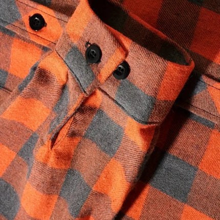 Men's Shirts Classic Plaid Casual Button Down Hooded Long Sleeved Double Pockets Shirt Hoodie Flannel Jacket Spring Autumn Tops