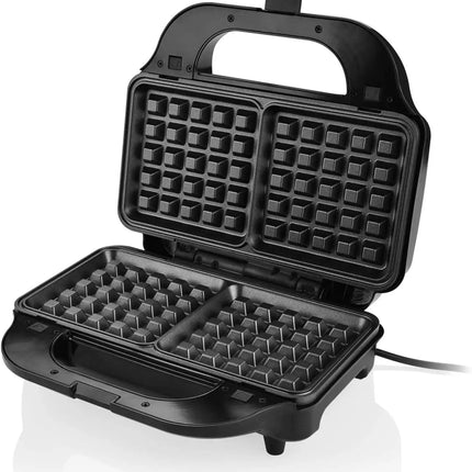 Portable 6-in-1 Automatic Temperature Control Deep 2-Slice Waffle & Sandwich Grill Maker with Detachable Plates for Household