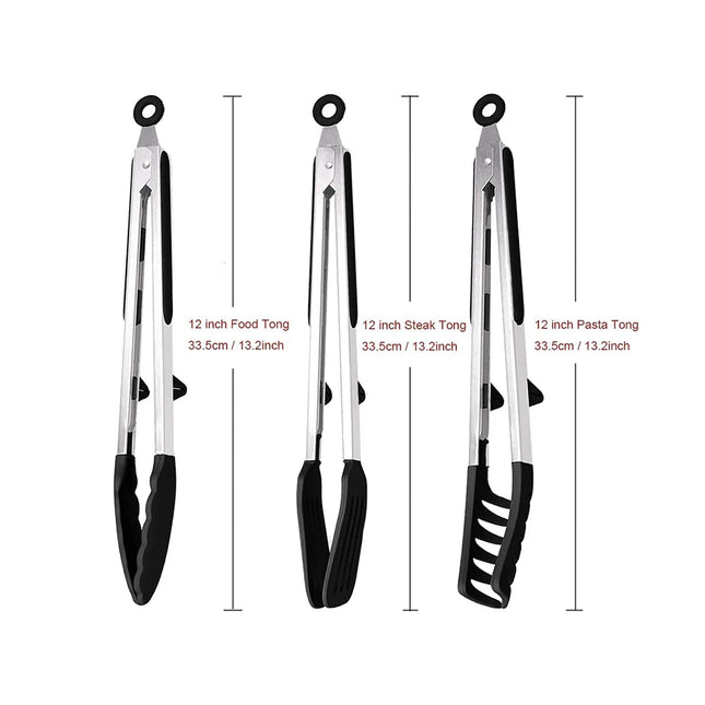 LMETJMA Kitchen Tongs Silicone Food Tongs Non Stick Cooking Serving Tongs For BBQ Salad Steak Pasta Spaghetti Noodles JT302