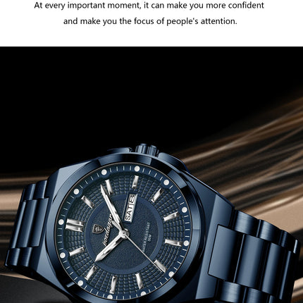 POEDAGAR Top Business Men Wristwatch Stainless Steel Waterproof Luminous Casual Man Watch Date Week Stylish Men's Quartz Watches