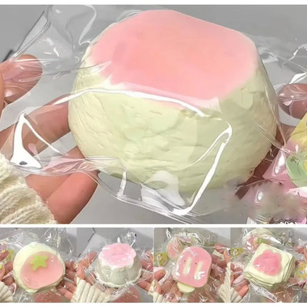 Realistic Pink Dessert Slow Rebound Squishy, Premium Handmade Silicone Super Soft Stress Anxiety Relief Fidget for Adults & Gift