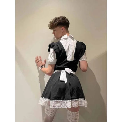 Men's Lolita Maid Costume Cosplay Lingerie Plus Size French Maid Apron Roleplay Costume Femboy Lolita Dress Party Fancy Dress