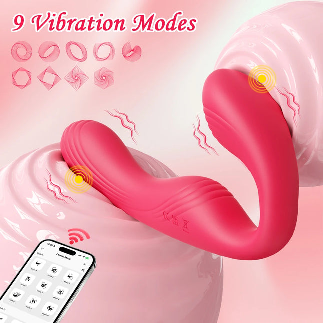 Strapless Double-Ended Dildo Vibrator Adult Sex Toys for Women Lesbian Couples, APP Remote Control G-Spot Anal Vibrators