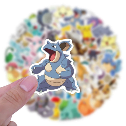 50pcs Cute Cartoon Anime Pokemon Stickers Kids Toys Kawaii Poke Ball Pikachu Decals Skateboard Laptop Waterproof Sticker