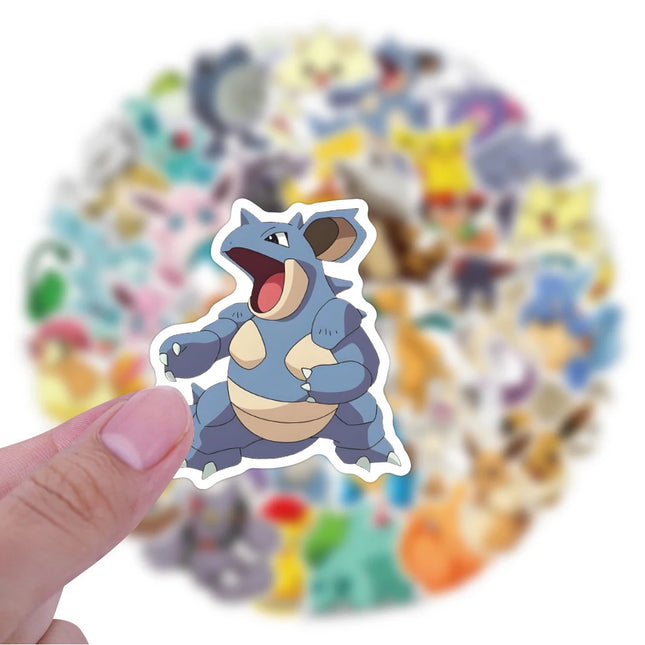 50pcs Cute Cartoon Anime Pokemon Stickers Kids Toys Kawaii Poke Ball Pikachu Decals Skateboard Laptop Waterproof Sticker