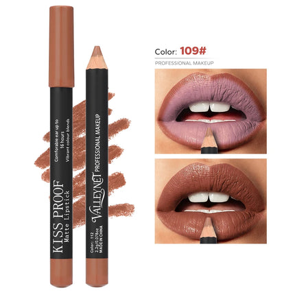 Thanksgiving/Christmas women's cosmetics gifts: 12 color matte velvet lipliner, natural&waterproof&easy to color lipstick pen.