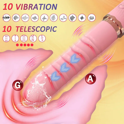 Thrusting Dildo Vibrator for Women Dual Motor Heating Powerful 10+10 Mode Sex Toy Vibrator Anal Vagina Stimulator Adult Sex Toy