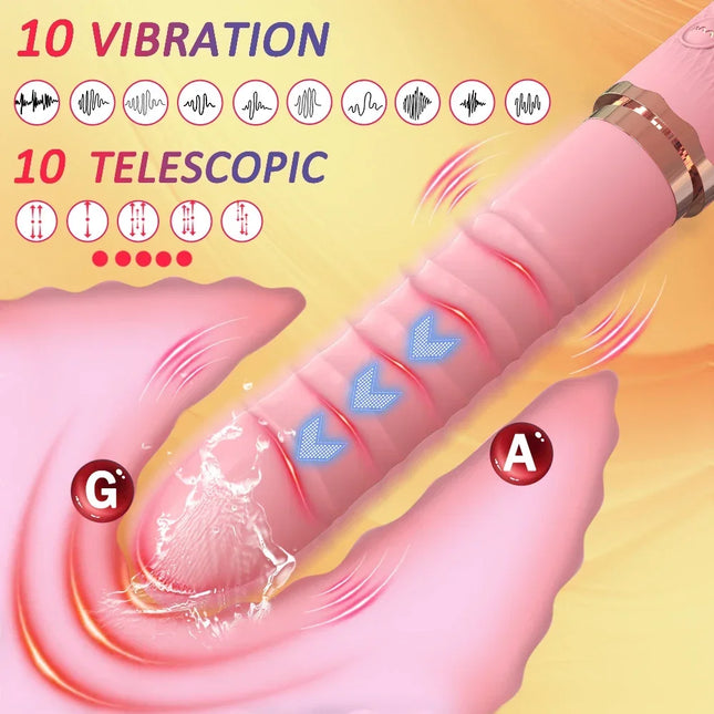 Thrusting Dildo Vibrator for Women Dual Motor Heating Powerful 10+10 Mode Sex Toy Vibrator Anal Vagina Stimulator Adult Sex Toy