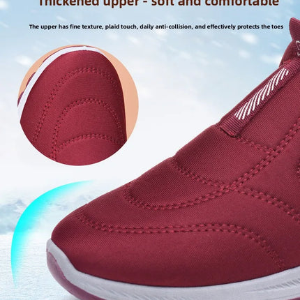 Women's Winter Cotton Shoes Comfortable Fashion Mom Thickened Fleece Warm Large Cotton Shoes Breathable Wear-resistant Low Heel