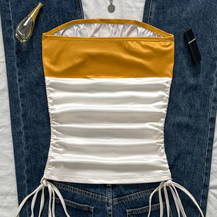 Women's Casual Retro Drawstring Front Cut Vest, suitable for Y2K and Guitar Prints in Spring and Summer