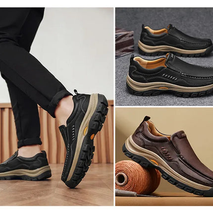 Brand Men Shoes High Quality Genuine Leather Men's Casual Shoes Slip On Comfort Business Man Flats Shoes Outdoor Men Work Shoes