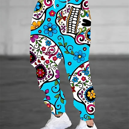 Fall Men's Casual Pants Fashion 3D Colorful Graffiti Print Outdoor Trend Drawstring Pants Large Size Men's Hip Hop Pants