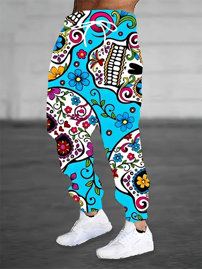 Fall Men's Casual Pants Fashion 3D Colorful Graffiti Print Outdoor Trend Drawstring Pants Large Size Men's Hip Hop Pants