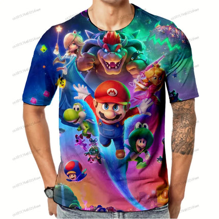 Super Mario Funny T Shirt 2026 Streetwear New Men's Clothing Anime Figure Gym Clothes Man Summer 3D Print Quick Dry Oversize