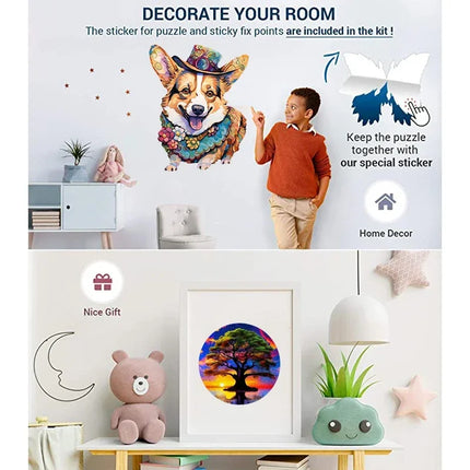 Chameleon Wooden Animal Jigsaw Puzzles for Adults Kids Interactive Games Birthday Gifts 3d Educational Toys Elephant
