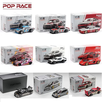 Xcartoys x Pop Race 1:64 EVA RT TYPE-08 087X PANDEM S13 SINGER SKYLINE GTR V8 DRIFT Diecast Model Car