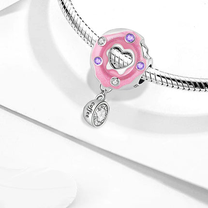 925 Sterling Silver Pink Cake Cherry Pineapple Strawberry Cherry Pendant Charm Ball Suitable for Bracelets DIY Women's Jewelry