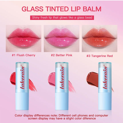 Glass Tinted Lip Balm Light Cherry Red Orange Glow Moisturizing Vegetarian Lip Balm With Bright Clear Color Korea Lip Cosmetics