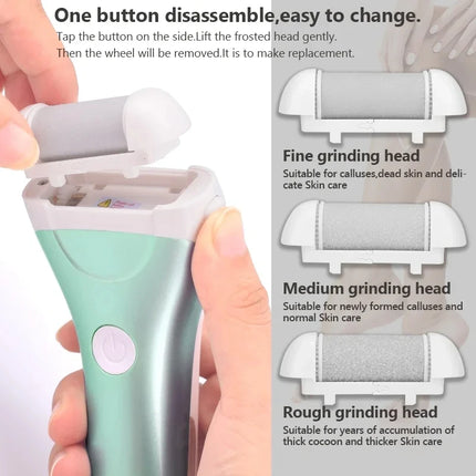 Electric Pedicure Foot File USB Rechargeable Power Display 3pcs Grinding Exfoliator Replacement Heads For Heel Callus Remover