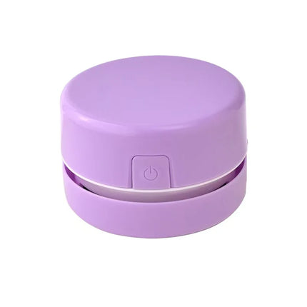 Mini Desk Vacuum Cleaner, Portable Desktop Cleaner for Crumbs/Paper/Eraser Debris, Battery-Powered with Brush, Cute Macaron Colo