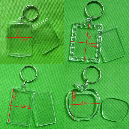 Photo Frame Keychian Acrylic Rectangle Insert Picture Frame Keyring Key Holder DIY Split Ring Gift for Women Ladies Girls